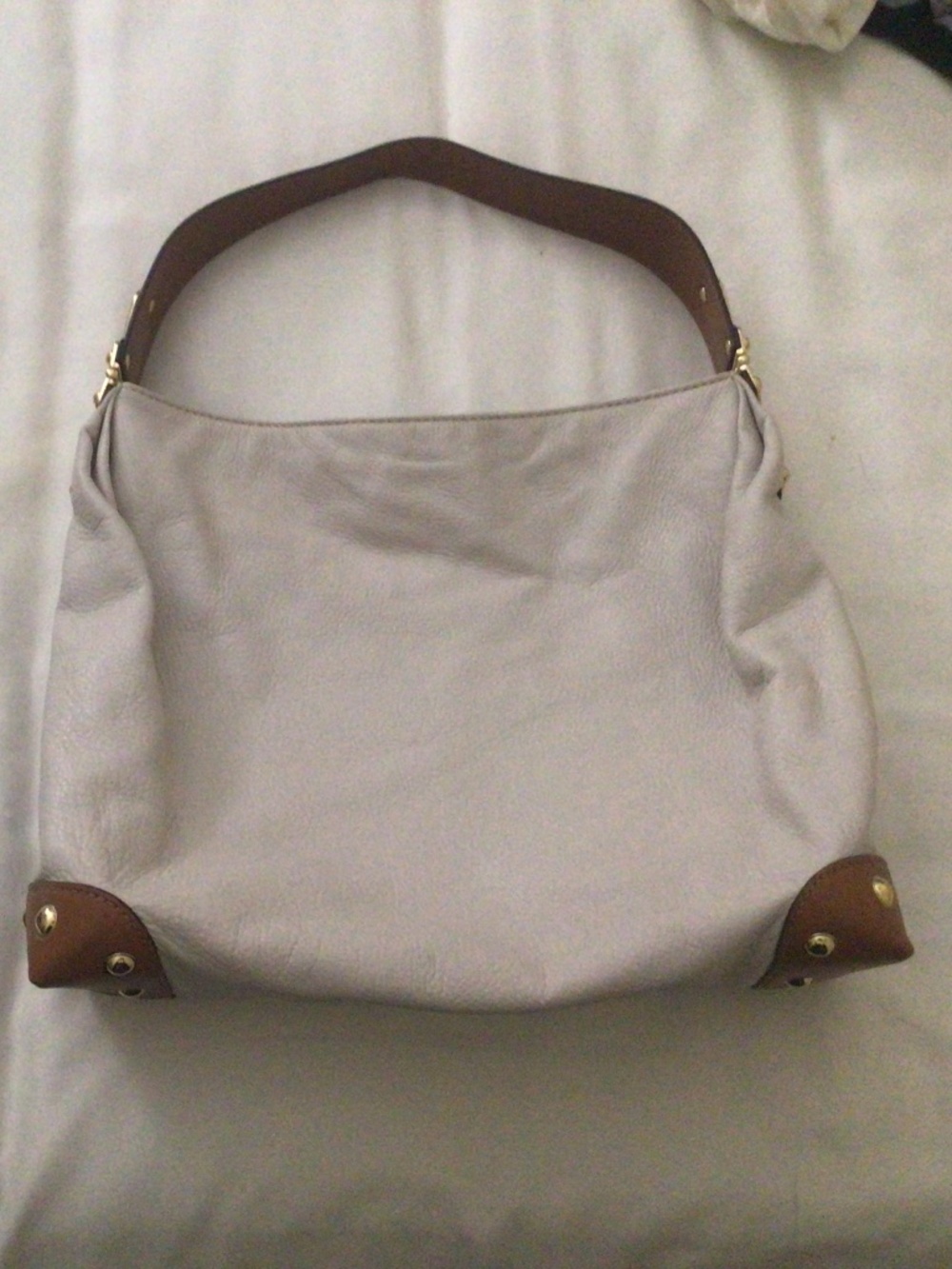 Michael Kors Cream Leather Shoulder Bag with tan trim